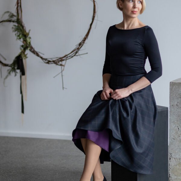 žieminis sijonas su kišenėmis